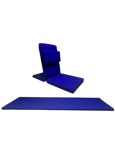 Backjack Meditasyon Sandalyesi Destekli Yer Minderi + 60x180 Kumaş Mat - Backjack 3xl Mat+backjack İkili Set Saks Mavi