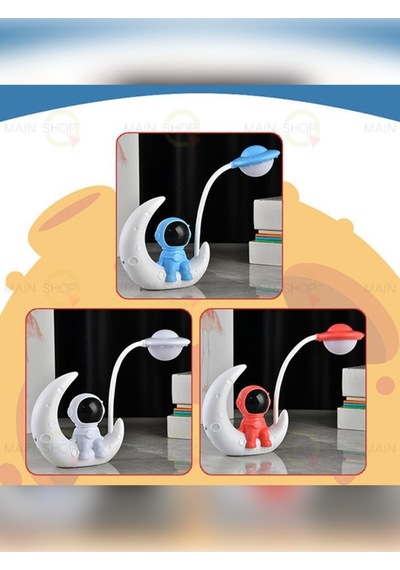 Mainshop Ay Üstünde Astronot Led Işık Usb Şarjlı Gece Lambası M-3137 Çok Renkli