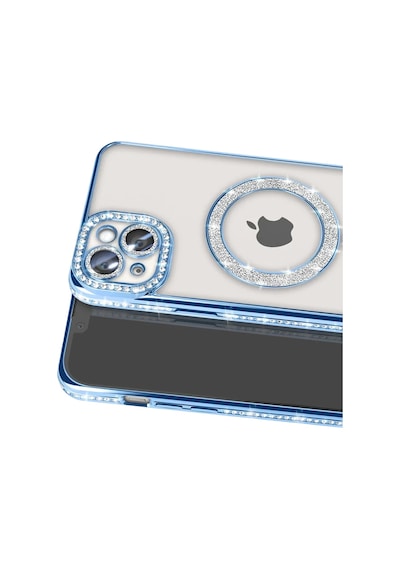 İphone 15 Kılıf Joke Simli Magneticsafe Kılıf - Mavi
