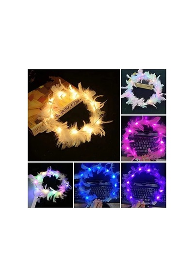Led Işıklı Rengarenk Yanan 3 Fonksiyonlu Otrişli Parti Tacı Pembe Renk 12x12 Cm Standart