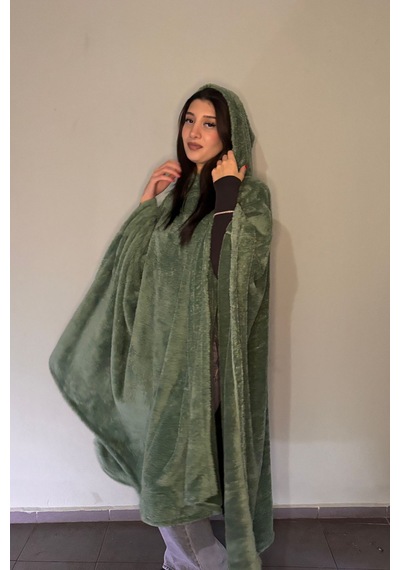 Giyilebilir Hoodie Battaniye Rahat Kalıp Tek Beden Çağla Yeşili