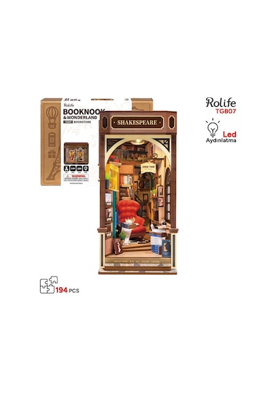 Rolife Tgb07 Kitapçı Bookstore Kitap Köşesi Book Nook Dıy Minyatür Maket Model Seti Mini Dollhouse 3d Model Kit Detaylı Dekoratif Hobi Seti 3d Puzzle Tiny House