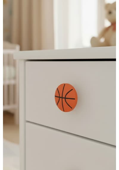 Basket Topu Çocuk Odası Mobilya Kulbu - Polyester - Tek Vidalı Dolap ve Çekmece Kulpu Turuncu