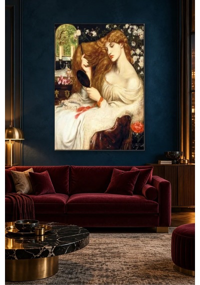 Fida Rossetti Saçlarını Tarayan Lady Lilith Canvas Tablo Çok Renkli