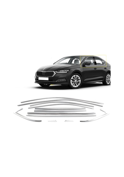 Nova Krom Skoda Octavia A8 Sedan Krom Cam Çerçevesi 12 Prç. 2020 Üzeri