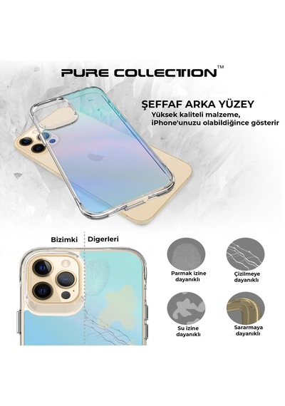 Bix iPhone Uyumlu 12 Pure Rainbow Renk Geçişli Şeffaf Kılıf Çizilmeye Dayanıklı Darbe Emici Parmak İzi Önleyici Mavi Bix iPhone Uyumlu 12 Pure Rainbow Renk Geçişli Şeffaf Kılıf Çizilmeye Dayanıklı Darbe Emici Parmak İzi Önleyici Mavi