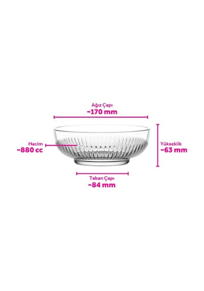 Lav Tokyo Cam Salata Kasesi 2'li Orta Boy 880 ml Yuvarlak (Sunum Kasesi , Hazırlık Kasesi)