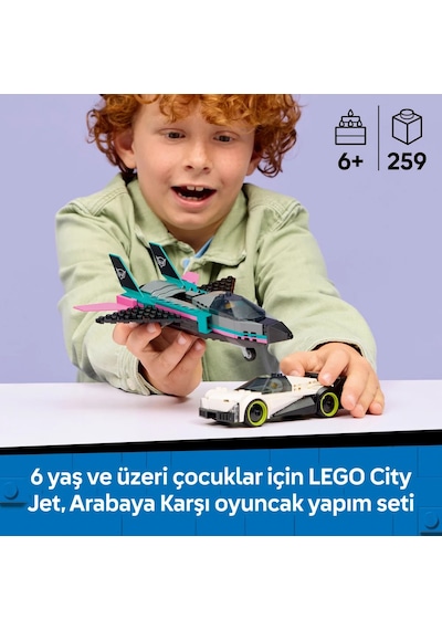 LEGO® City Jet, Arabaya Karşı 60489 - 6 Yaş ve Üzeri Çocuklar İçin 2 Minifigürlü Yaratıcı Oyuncak Yapım Seti (259 Parça)