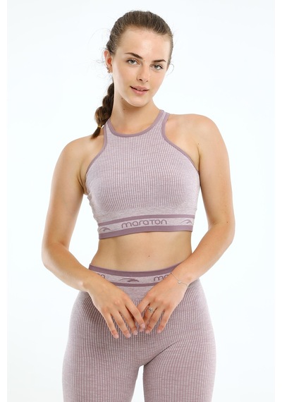 Maraton Active Slimfit Kadın Bisiklet Yaka Kolsuz Basic Lila Bra 813076-Lila