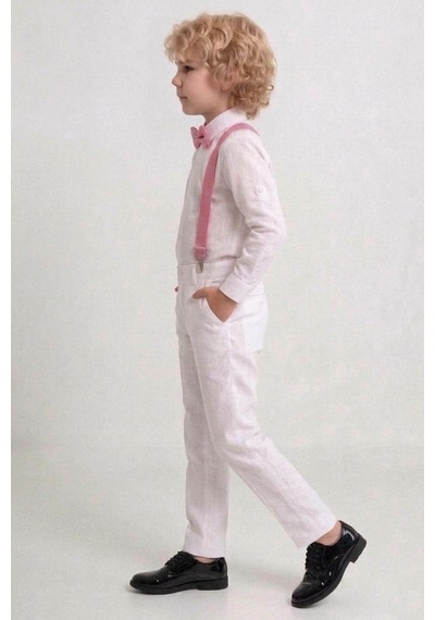Mnk Baby & Kids Beyaz Pantolon Gömlekli Erkek Çocuk Takım M00809 Beyaz - Pembe