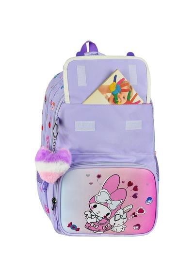 My Melody Baskılı Ortopedik Su Geçirmez Okul Çantası Termal Beslenme Ve Kalemlik Seti Mor