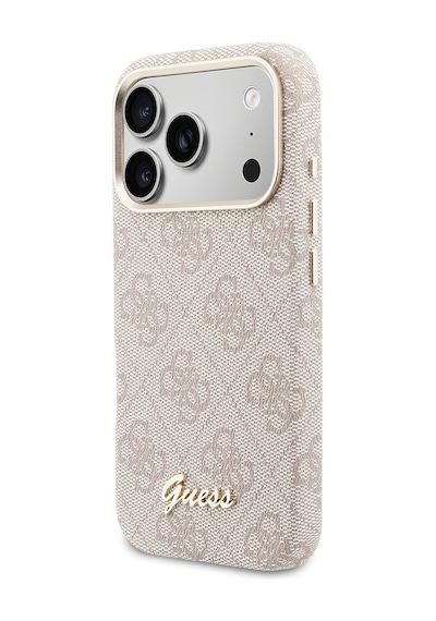 Apple Uyumlu iPhone 17 Pro Max Kılıf Guess Lisanslı M-safe Özellikli Script Yazı Logolu 4g Desenli Kapak Pembe