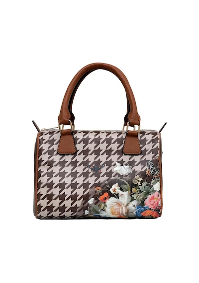 Dogo Kadın Vegan Deri Kahverengi El Çantası - Brown Majestic Garden Tasarım Multicolor