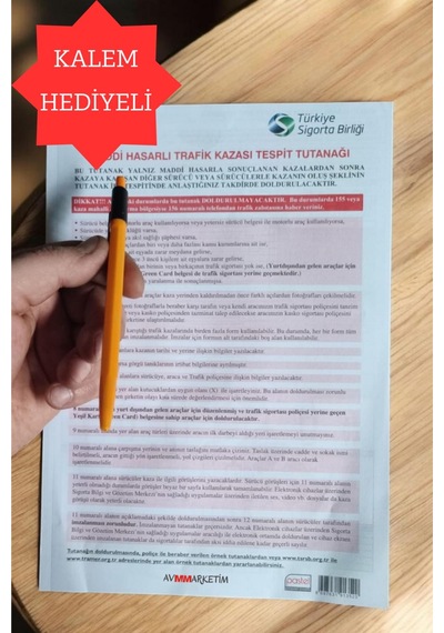 Kalem Hediyeli Maddi Hasarlı Trafik Kazası Tespit Tutanağı 1 Adet 2 Nüshalı