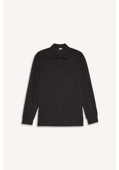 Defacto Regular Fıt Polo Yaka Waffle Sweatshirt F0301AX25AU Antrasit Defacto Regular Fıt Polo Yaka Waffle Sweatshirt F0301AX25AU Antrasit