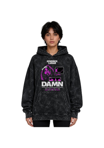Sevbano Kendrick Lamar Damn Rapper Şarkıcı Baskılı Unisex Oversize Yıkama Siyah