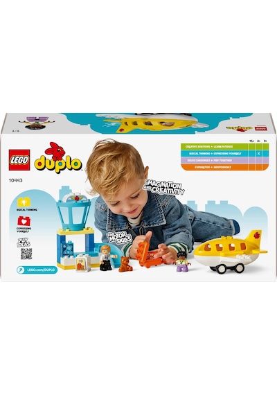 LEGO® DUPLO® Kasabası İlk Havaalanı Deneyimi 10443 - 2 Yaş ve Üzeri Çocuklar için Uçak İçeren Eğitici Oyuncak Yapım Seti (23 Parça)