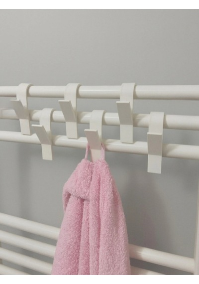 3dprototürk Banyo 6'lı Set Havlupan Radyatör Askısı Kaydırmaz Pratik Havlu Askılığı 10 Cm Q 3d Baskı Beyaz