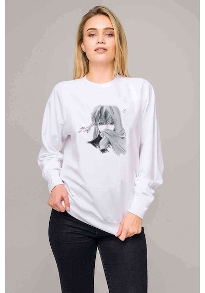 Anime Tokyo Ghoul Anteiku Baskılı Beyaz Kadın Sweatshirt (528296806)