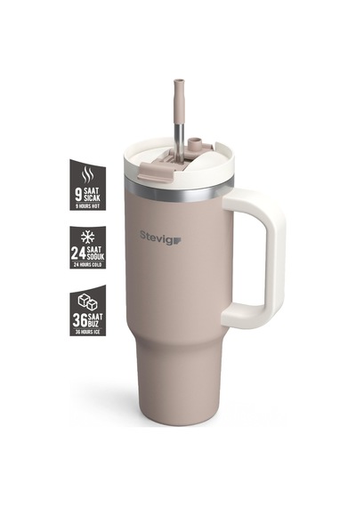 Stevig 2 Moods Tuck-in Tumbler Sızdırmaz Çelik Termos 900 Ml Pure Cashmere St-243 Açık Kahverengi