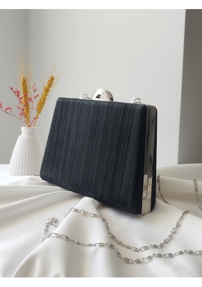 Vivazzaluxe Simli Abiye Düğün Nişan Kadın Clutch Çanta Siyah
