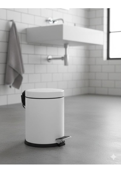 Vinoks Eko Serisi 3 Litre Hacimli Paslanmaz Banyo-mutfak Pedallı Çöp Kovası Beyaz Beyaz