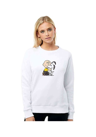 Snoopy And Frıends Baskılı Beyaz Kadın Sweatshirt