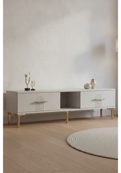 Tsa1515bg İda Tv Sehpası Beyaz-gold 150cm Beyaz - Altın