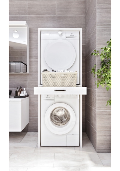 Ases Mobilya Esl0237 Çamaşır Makinesi Ve Kurutma Makinesi Dolabı Beyaz Beyaz