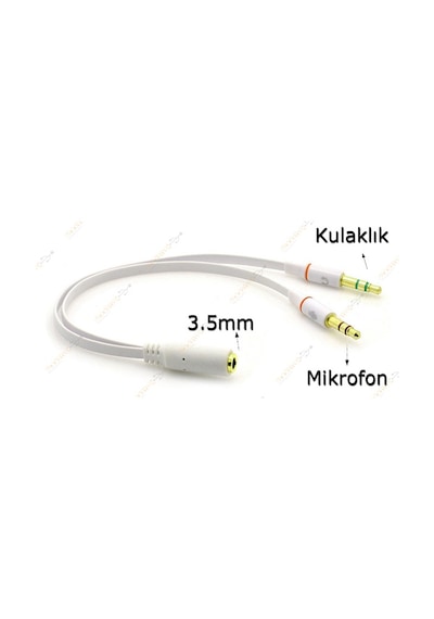 Kulaklık Mikrofon Ayırıcı Y Splitter Kablo 2 X 3 5Mm Stereo