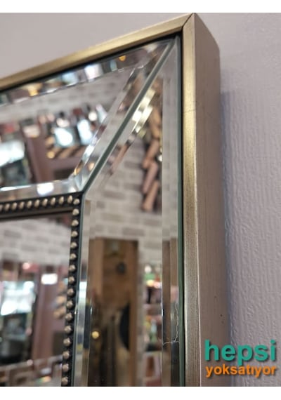 Ayna Çerçeveli Model Eskitme Gümüş Renk Boy Aynası Gümüş