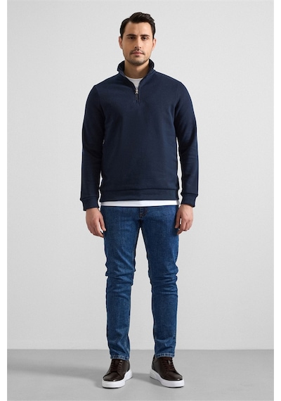 Süvari Lacivert Regular Düz Yarım Balıkçı Yaka Sweatshirt Ssw2013700001-m09 Lacivert