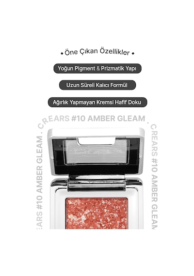 Cre'ars Mücevher Parlaklığında Yoğun Işıltılı Tekli Far Crears Glitter Bomb Eyeshadow 10 Amber Gleam