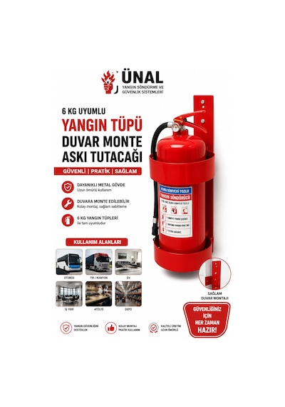 6 Kg Yangın Tüpü Askı Aparatı Duvar Montajlı Metal Yangın Söndürme Tüpü Tutucu Tır Kamyon