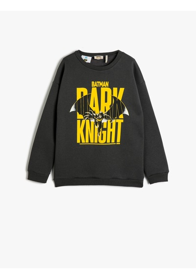 Koton Batman Sweat Lisanslı Bisiklet Yaka Uzun Kollu Şardonlu Antrasit 4wkb10416tk Antrasit