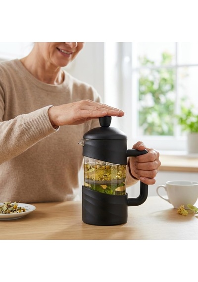 Borosilikat Cam French Press 350 Ml, Siyah Kulplu Piston Filtreli Kahve Ve Bitki Çayı Demleme Aparatı, Manuel Kahve D Diğer