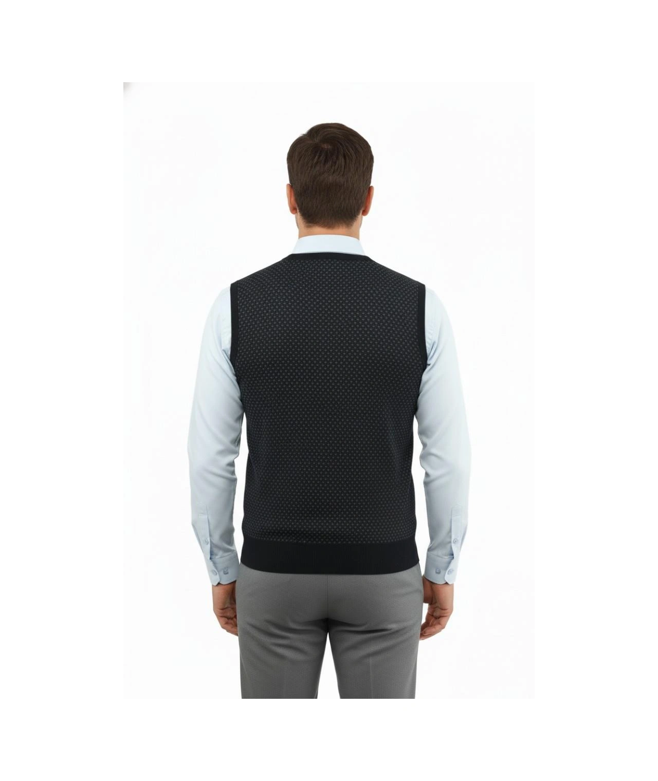 Çizgi Triko Erkek V Yaka Süveter Çelik Örgü Regular Kalıp 5201h Bgl-st04842 Lacivert