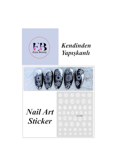 Nail Art Sticker Kendinden Yapışkanlı, Tırnak Süsleme, Tırnak Dövmesi Stikır 2260 Beyaz-2260