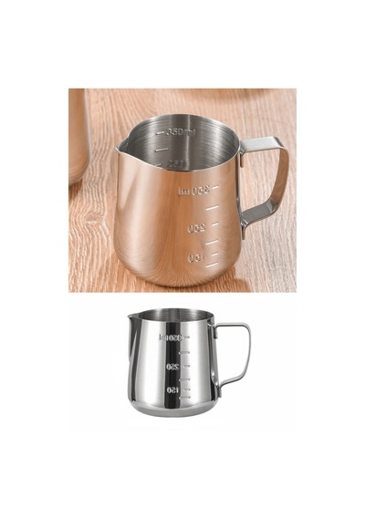 Paslanmaz Çelik Ölçü Kabı - Beher - Sütlük-350 Ml Gümüş