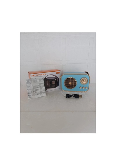 Nostaljik Retro Radio Parlak Kaplama Bluetooth Bağlantılı Hoparlör Mavi