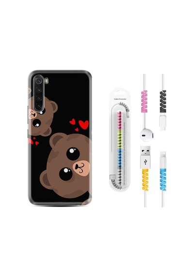 Xiaomi Redmi Note 8 Kılıf +Kablo Koruyucu Love Animals 1780