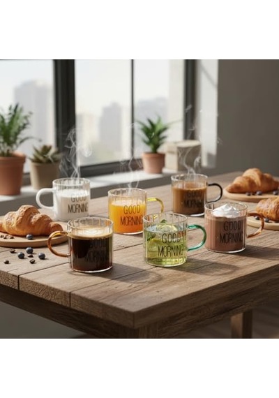 Tr 6'li Borosilikat Cam Espresso Ve Türk Kahvesi Fincanı Seti 90 Ml - Düz Ve Rölyefli Seçenekli Tabaksız Mini Ku Genel