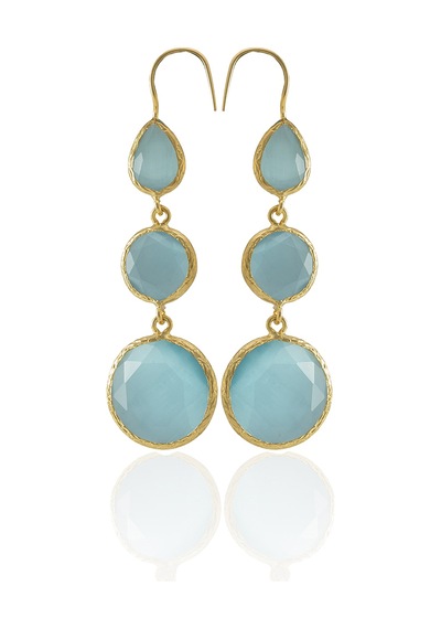 Kadir Jewellery 22 Ayar Altın Kaplama Kadın Sallantılı Küpe -el İşçiliği Ve Hipoalerjenik Küpe Açık Mavi 83558823