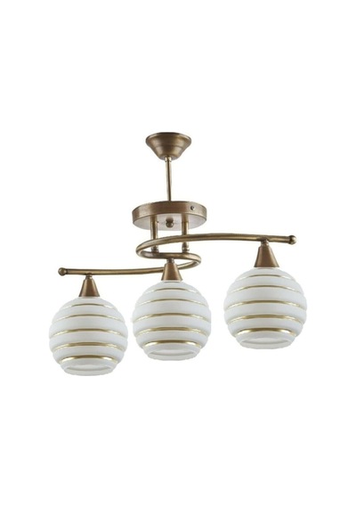 Eskitme Plofonyer Rustik Modern Gold Detaylı Camlı 3lü Avize Diğer