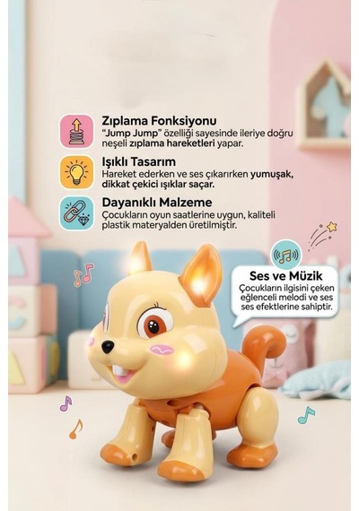 Pilli Işıklı Müzikli Hareketli İnteraktif Zıplayan Tavşan Eğitici Ve Eğlenceli Oyuncak Hayvan