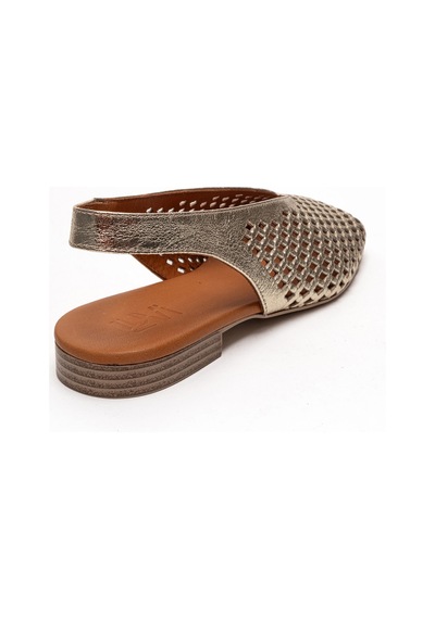 Luvishoes Delızıa Altın Hakiki Deri Önü Kapalı Lazer Kesim Kadın Sandalet
