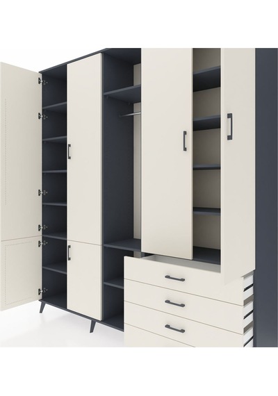 Hyperion Dolap 14 Raflı 4 Çekmeceli Tek Askılı 220x44x243 Antrasit-aytaşı/aytaşı Aytası/aytası Hyperion Dolap 14 Raflı 4 Çekmeceli Tek Askılı 220x44x243 Antrasit-aytaşı/aytaşı Aytası/aytası
