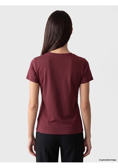 Lcw Everyday Bordo V Yaka Soft Touch Kadın Tişört
