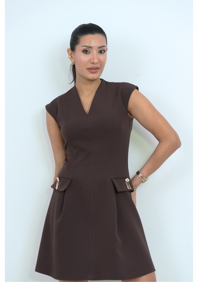 Dorne Moda V Yaka Cep Detaylı Mini Elbise - Düğün - Mezuniyet - Ofis Şıklığı Kahverengi Kahverengi Dorne Moda V Yaka Cep Detaylı Mini Elbise - Düğün - Mezuniyet - Ofis Şıklığı Kahverengi Kahverengi