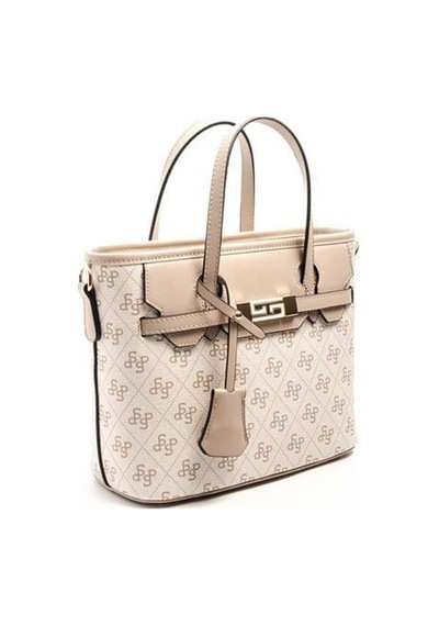 Silver Polo Sp1185 Kadın El Çantası Monogram Bej-kum